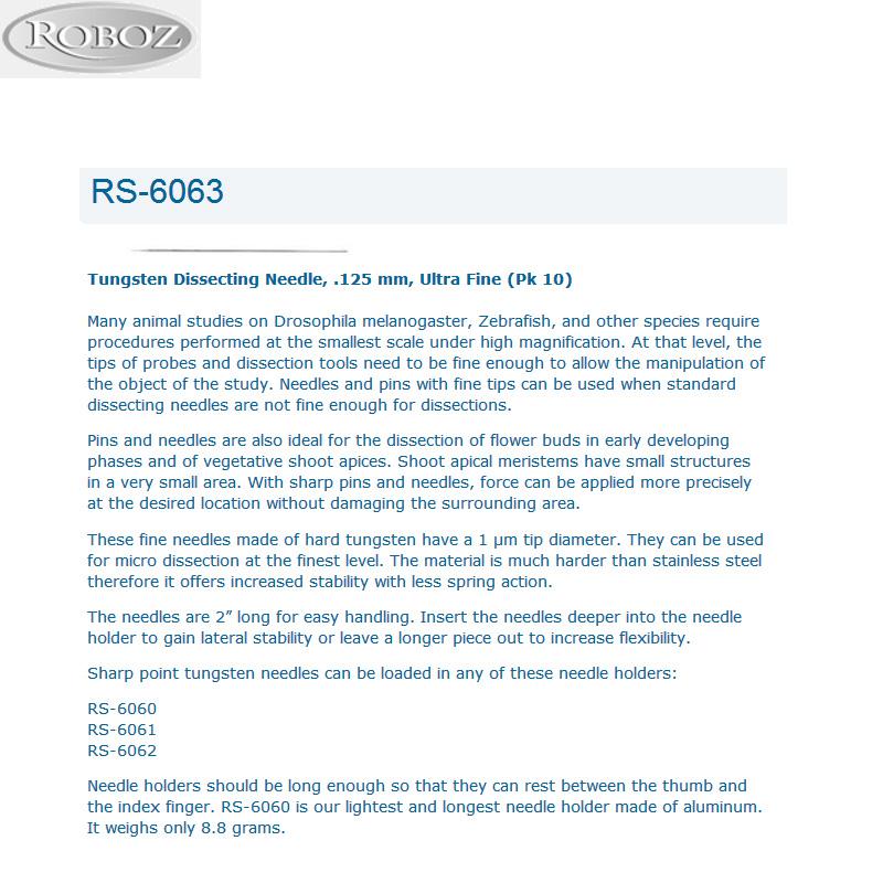 Roboz钨合金解剖针RS-6063