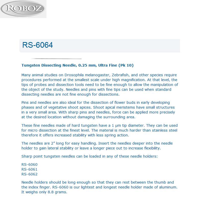 Roboz钨合金解剖针RS-6064