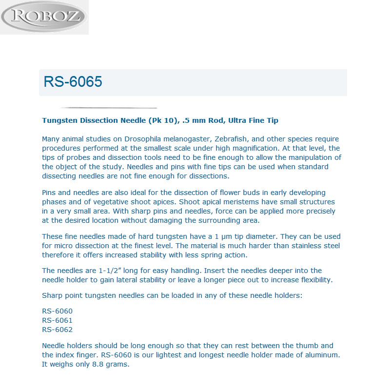 Roboz钨合金解剖针RS-6065