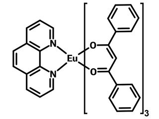 Chemical structure of Eu(dbm)3(Phen)